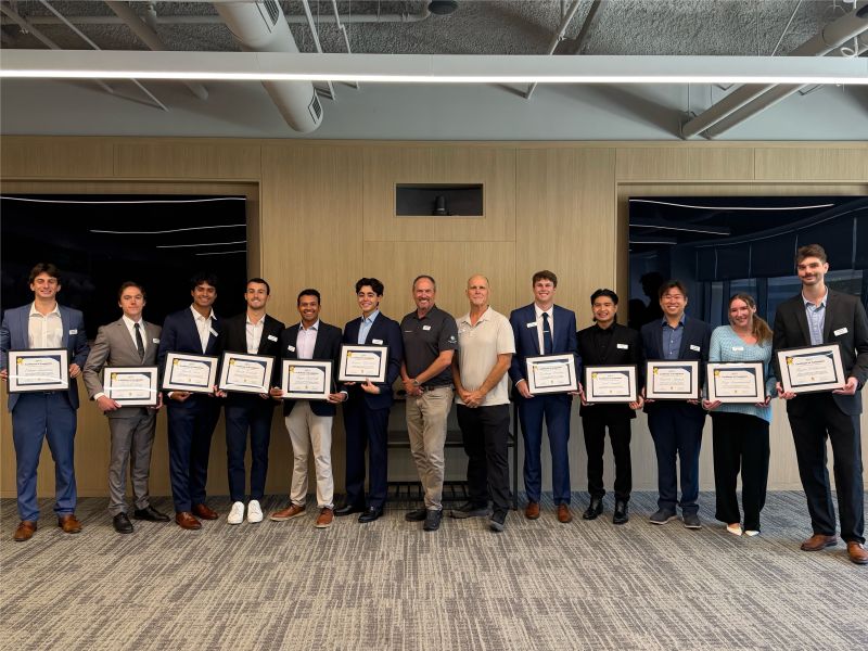 The Lennar Cal Coastal intern cohort with mentors, holding certificates.